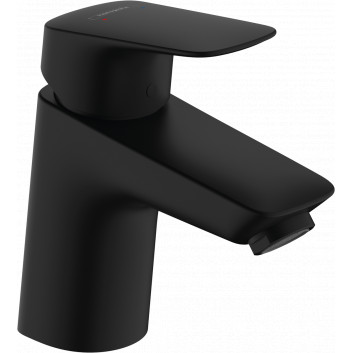 Single lever washbasin faucet 70 with pop-up waste Push-Open, Hansgrohe Logis - Black Matt 
