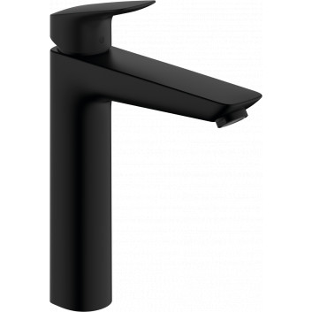 Single lever washbasin faucet 190 with pop-up waste, Hansgrohe Logis - Black Matt 