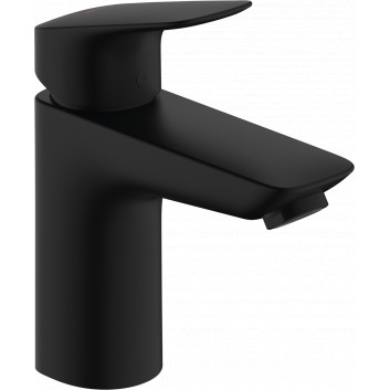 Single lever washbasin faucet 100 with pop-up waste Push-Open, Hansgrohe Logis - Black Matt