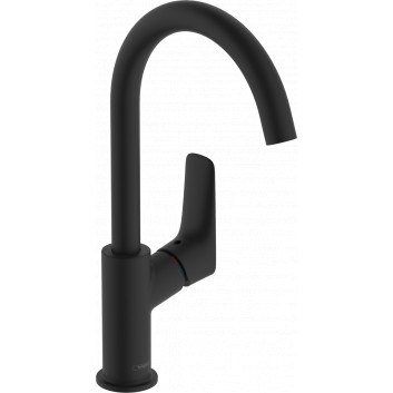 Single lever washbasin faucet 210 z rotating wylewką, with pop-up waste, Hansgrohe Logis - Black Matt