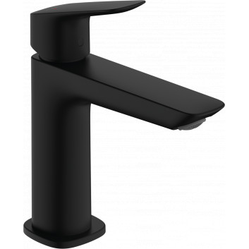 Single lever washbasin faucet 110 Fine with pop-up waste Push-Open, Hansgrohe Logis - Black Matt 