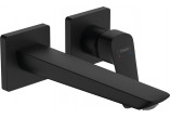 Single lever Wall mounted washbasin faucet Fine, concealed z wyelwką 20,5 cm, Hansgrohe Logis - Black Matt 