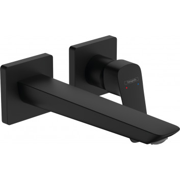 Single lever Wall mounted washbasin faucet Fine, concealed z wyelwką 20,5 cm, Hansgrohe Logis - Black Matt 