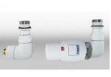 Zawór thermostatic Komex Vision, kątowy, osiowo prawy, na instalację pex - white