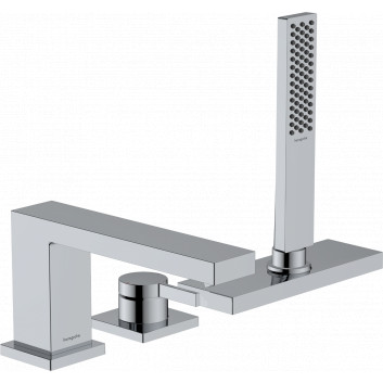 3-hole, single lever mixer on the rim of the tub z sBox, external part, Hansgrohe Tecturis E - Chrome