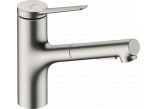 Single lever kitchen faucet 150, metalowa pull-out spray, 2jet, sBox, Hansgrohe Zesis M33 - Steel Szlachetna Finish