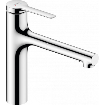 Single lever kitchen faucet 160, metalowa pull-out spray, 2jet, sBox, Hansgrohe Zesis M33 - Chrome 