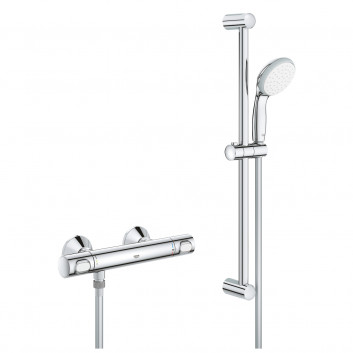 Shower mixer with thermostat, DN 15 with shower set, Grohe Precision Flow - Chrome