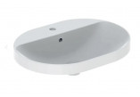 Washbasin Geberit Variform 60x45 cm, drop in, oval, witk shelf with tap hole, with coating KeraTect - white 
