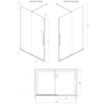 Door sliding walk-in Radaway Furo Gold, left, with wall, 160x200cm, glass transparent, profil gold