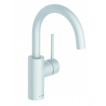 Single lever washbasin faucet, obrotowa spout, bez zest.odpł, KLUDI BOZZ - White mat 