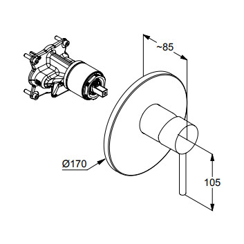 Concealed mixer shower, set el. Zewnętrznych, KLUDI BOZZ - White mat 