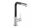 Single lever kitchen faucet, with pull-out spray, KLUDI L-INE - Black mat/Chrome