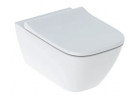 Set wiszącej miski WC, washdown model, ukryte mocowania, Rimfree, with seat toilet, with cover przykrywającą Seat, Geberit Smyle Square - White 