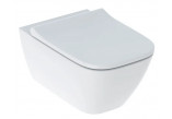 Set wiszącej miski WC, washdown model, ukryte mocowania, Rimfree, with seat toilet, with cover przykrywającą Seat, Geberit Smyle Square - White 