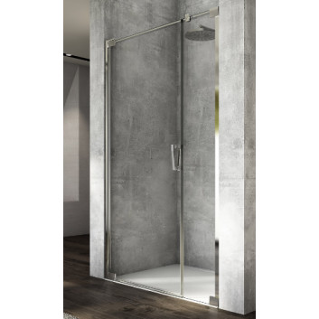Hinged door 1 hinged with fixed element w linii, SanSwiss Cadura - Silver shine