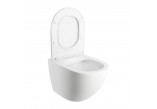 Bezkołnierzowa bowl toilette hanging with soft-close WC seat, 49x37 cm, Omnires Ottawa - White mat 