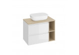 Washbasin rectangular 50, Blat 80 oak, Cabinet vanity 60 White, Module otwarty 20 oak