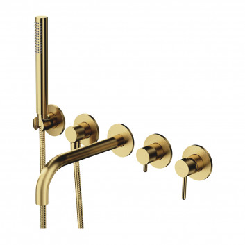 5-hole bath mixer concealed with a long spout, Omnires Y - Brushed brass 