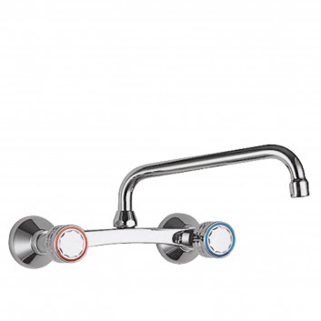 Mixer two-handle wall mounted kitchen, Tres Cocina - Chrome