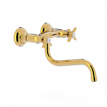 Mixer two-handle wall mounted kitchen, Tres Cocina - Brass Antyczny 