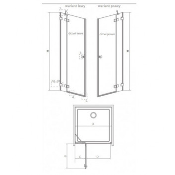 Door shower for recess installation Radaway Essenza Pro DWJ 110, right, 1100x2000mm, profil chrome