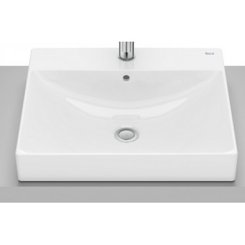 Countertop washbasin Roca 50 cm, rectangular without tap hole, FINECERAMIC - White