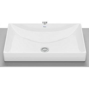 Countertop washbasin Roca 50 cm, rectangular with tap hole, FINECERAMIC - White