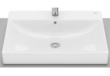 Countertop washbasin Roca 60 cm, rectangular, without tap hole, FINECERAMIC - White