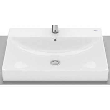 Countertop washbasin Roca 60 cm, rectangular, without tap hole, FINECERAMIC - White