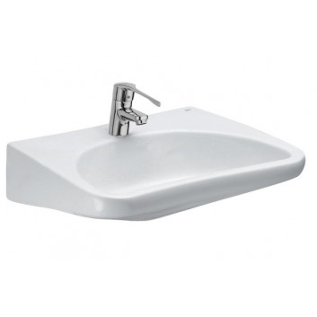 Countertop washbasin Roca 60 cm, rectangular, with tap hole, FINECERAMIC - White