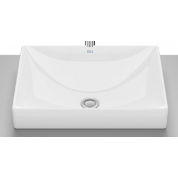 Countertop washbasin Roca 50 cm, oval, without tap hole, FINECERAMIC - White