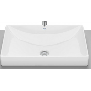 Countertop washbasin Roca 50 cm, rectangular, with tap hole, FINECERAMIC - White
