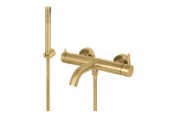 Bidet mixer Vema Otago, standing, spout 110mm, with pop-up waste, brushed gold