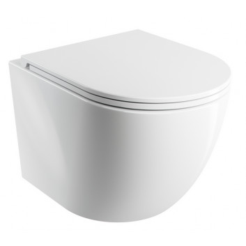 Wall-hung wc SILENT POWER™ Omnires Ottawa,with soft-close WC seat, 49x37cm, white shine