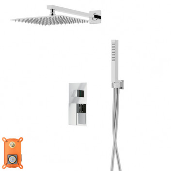 Shower set with mixer i handshower Corsan Ango,overhead shower 25cm, black