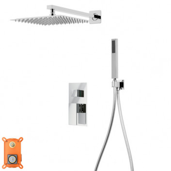 Shower set with cocealed mixer and shower Corsan Ango,overhead shower 25cm, chrome