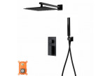 Shower set with mixer termostatyczną and shower Corsan Ango,overhead shower 25cm, black