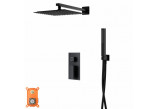 Shower set with mixer termostatyczną i handshower Corsan Ango,overhead shower 25cm, black