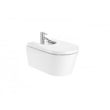 Wall hung bidet Roca Inspira Round 370x560x250mm white- sanitbuy.pl