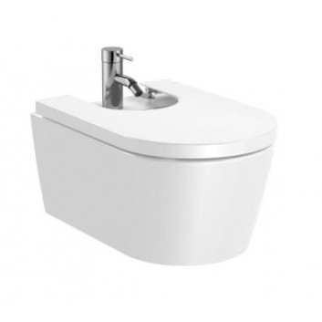 Wall hung bidet Roca Inspira Round 370x560x250mm white- sanitbuy.pl