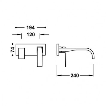 Component wall mounted do podtynkowego korpusu baterii umywalkowe TRES Slim Exclusive, spout 240mm, chrome