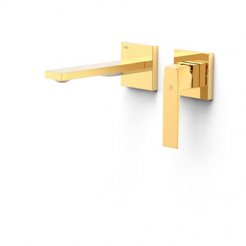 Component wall mounted do podtynkowego korpusu baterii umywalkowe TRES Slim Exclusive, spout 240mm, gold