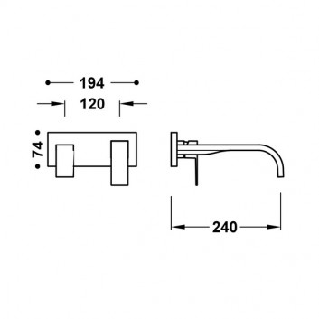 Component wall mounted do podtynkowego korpusu baterii umywalkowe TRES Cuadro, spout 240mm, white matt