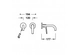 Component wall mounted do podtynkowego korpusu washbasin mixer TRES FUJI, spout 177mm, czerń matt