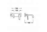 Component wall mounted do podtynkowego korpusu washbasin mixer TRES FUJI, spout 180mm, czerń matt