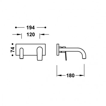 Component wall mounted do podtynkowego korpusu washbasin mixer TRES Project-Tres, spout 180mm, white matt