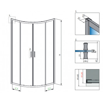 Quadrant shower enclosure Radaway Alienta A 90x90cm, chrome/ glass transparent