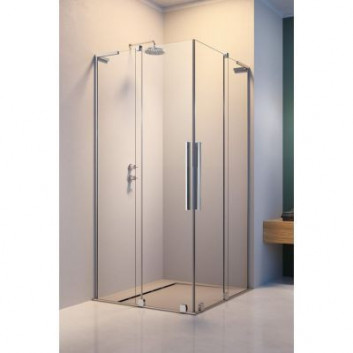 Cabin Radaway Furo SL KDD 80, profil chrome shine, glass transparent, part left