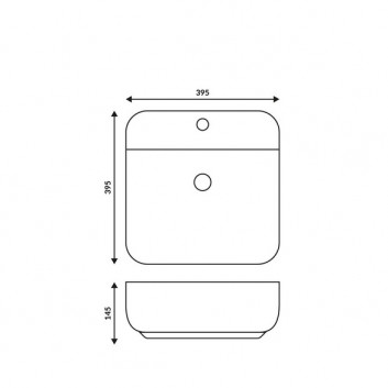 Countertop washbasin square Corsan 1395x395x145mm with tap hole, white